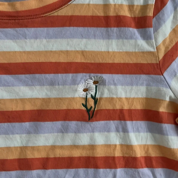 Madewell Daisy Embroidered Northside Vintage Tee in Broadway Stripe Size XS - Picture 7 of 8